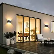 LED Outdoor Wall Lamp 12/24W with Motion Sensor IP65 Waterproof Light Control Suitable for Bathroom Garage Fence Deck Courtyard 110-240V