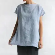 Seaside Tones Square Linen Top Blue