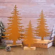 3 Pcs Metal Christmas Tree Tabletop Decor, Rustic Steel Pine Trees Table Centerp