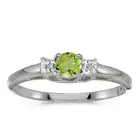 10k White Gold Round Peridot And Diamond Ring