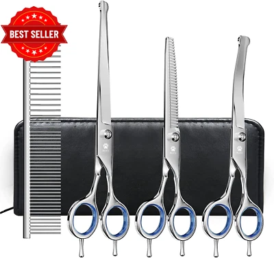 Professional Dog Grooming Scissors Set Safety Round Tip Comb Dos Cat Left Right