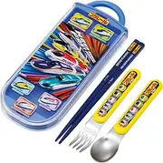 Skater TACC2AG Children's Bento Trio Set, Chopsticks, Spoon, Fork, Kids' Cutlery, Antibacterial, Easy to Open Slide Type, Made in Japan, Plarail, 25 Boys
