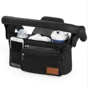 Momcozy Black Universal Stroller Caddy Organizer with Insulated Cup Holders