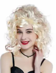 Wig Ladies Carnival Halloween Curly Parted Light Blond Brown Streaks Wig