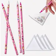 Haozher 8 Pcs Rhinestone Picker Tool Kit, Self-Adhesive Wax Pencil for Rhinestones and Diamond Painting, Gem Picker Tool Dotting Tools for Nail Art, 4 Wax Pen and 4 Rhinestone Trays rhinestone tools