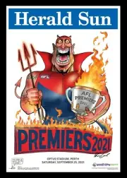 2021 AFL PREMIERS MELBOURNE DEMONS GRAND FINAL PREMIERSHIP MARK KNIGHT Framed