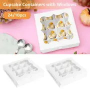 24/10Pcs Bakery Boxes Paper Cake Boxes with Clear Window 16 Grids DIY ༆༆