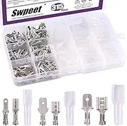 315Pcs 2.8/4.8/6.3mm Male and Female Spade Quick Connectors Wire Crimp Terminal Block with Insulating Sleeve Assortment Kit Perfect for Electrical Wiring Car Audio Speaker