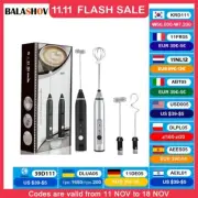 Electric Milk Frothers Handheld Wireless Blender USB Mini Coffee Maker Black