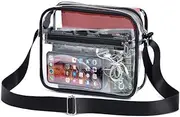 [Loopunk] black Clear Bag - black Clear Cross-Body Purse, Transparent Crossbody Bags for Women and Men - See Through PVC Messenger Handbag,black Clear Crossbody Messenger Shoulder Bag with Adjustable Strap
