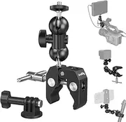 SMALLRIG Upgrade Camera Mount Clamp, Small Ball Head Magic Arm with Clamp, Super Clamp with Non-Slip Threads, Load Capacity 1.5kg for Gopro, Webcam, Camera, Phone, Monitor and Light 1138B