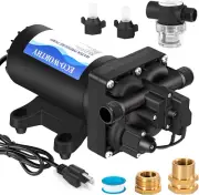 Industrial Water Pressure Diaphragm Pump 110V 5.5GPM 55PSI on Demand RV Fresh Wa