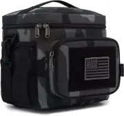 Tactical Lunch Bag Large Insulated Lunch Box Cooler Tote for Men Camo Black