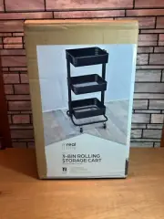 3 Drawers Cart Storage Bin Organizer Rolling Storage Cart Metal Frame, QuikShip