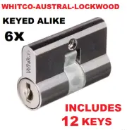 6 x Screen door security door lock key cylinder Barrel Whitco Lockwood Austral