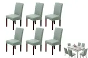 6pcs Chair Cover Universal Fitted Jacquard Seat Protector Cover for Party Home Kitchen Decor-Green