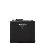 Prada Enamel-Triangle Logo Zipped Wallet One size Black