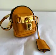AW20 Moschino Couture Jeremy Scott Mustard Backpack-shaped Leather Shoulder Bag