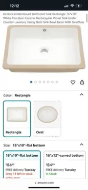 Dcolora Undermount Bathroom Sink 18-1/2"