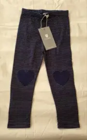 HOOT KID NAVY WITH GOLD STRIPE KIDS LEGGING FEATURING HEART DETAIL