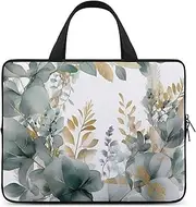 Laptop Case Sleeve Shockproof Computer Carrying Bag Gold and Green Leaves Notebook Case Cover Laptop Bag Water Resistant Computer Cases Tablet Briefcase for Travel Business 13 Inch