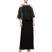 Alex Evenings Embellished Cold Shoulder Popover Formal Gown