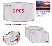 (5pcs) PM2.5 Filter 5 Layer Face Mask Filter Super Fresh Air Filter Adult