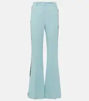 [Nina Ricci] Nina Ricci Velvet-trimmed cady flared pants AU 8 blue