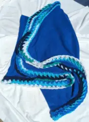 Hand Crocheted Edge on Fleece Throw, Sofa Lap Travel Carseat Stroller Free Shpng