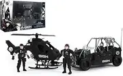 EUROPEAN FORCE - Helicopter and Vehicle Freewheel, GIGN, 3 Figures and Accessories - 093550 - Black - 30 cm - Plastic - from 3 Years