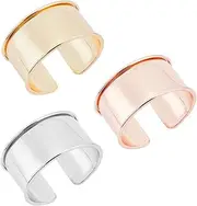[UNICRAFTALE] 3pcs 3 Colors Alloy Grooved Bangles Cuff Bangle Bracelet Open Wide Wire Bracelets Adjustable Gold Wrist Cuff Wrap Bracelet for Gemstone Leather Inlay Bangle Making 34.5mm Wide, 34.5mm, Stainless Steel, no gemstone