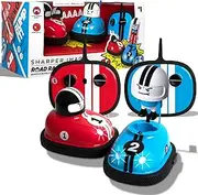 SHARPER IMAGE Road Rage RC Speed Bumper Cars, Mini Remote Controlled Ejector Vehicles, 2 Player Head to Head Battle, Crash into Opponents, 2.4 GHz, Red and Blue, Ages 6 and Up