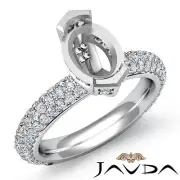 Oval Semi Mount Pave Diamond Engagement Half Eternity Ring Platinum 950 1.4Ctw