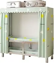 Portable Closet Wardrobe,Steel Tube Clothes Storage Organizer,Foldable Covered Clothes Rack,Easy Assembly and Large Capacity Storage Space(Color 1,105x50x172CM)