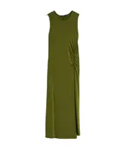 Plain knitted crepe dress XL,L Green
