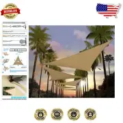 Triangle Sun Shade Sail - 22' Sand Beige, 95% UV Blockage & Temperature Control