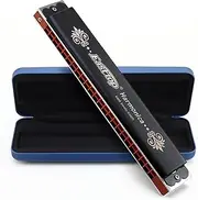 East top 24 Holes Tremolo Harmonica Key of C, Professional Tremolo Mouth organ Harmonica for Adults, Band Player and Students (T2406K-C)