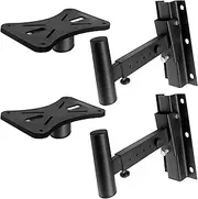 Pyle Speaker Wall Mount, Metal Wall Mount Bracket for Speakers, 90°- 30° Angle Tilt, Adjustable w/ 12.5" Distance from Wall, Holds up to 80 lbs, Universal Wall Speaker Mount