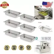 6-Pack Anti-Jam Hotel Pans 1/3 Size | NSF 18/8 Stainless Steel Food Storage