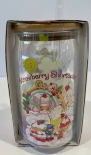 New! Strawberry Shortcake Glass Tumbler With Lid And Straw, Drinking Glass