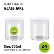 24x Airtight Seal Lid Glass Jars 700ML Food Storage Spice Herb Kitchen Organiser