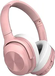 U20 Active Noise Cancelling Headphones, Over Ear Wireless Bluetooth Headphones, Hi-Res Audio, Deep Bass Memory Foam Ear Cups, 40H Playtime for Travel Home Office (Pink)