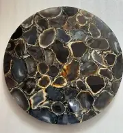 Black Round Agate Counter Desk Tables, Luxury Kitchen Slab, Agate Home Decors