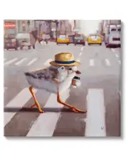 Bird Crosswalk Urban City Street Canvas Wall Art by Lucia Heffernan