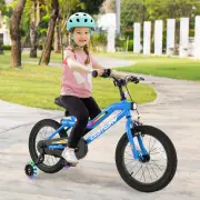 CostwayKids Bike Carbon Steel LED Lighted Children Bicycle Adjustable-Navy-16 inches