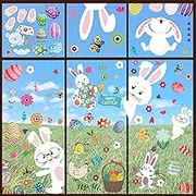 Window Stickers, Easter Window Clings for Glass Windows Decorations Easter Bunny Eggs Window Decal Reusable Static Spring Window Stickers for Easter Holiday Party Decorations 9 Sheets of 126 Pcs