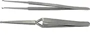 JUNLIXN Lock Pinning Cross Locking Tweezers & Straight Round Open Slot Stainless Steel for Locksmith Pinning & Rekeying Kit Self Locking Closing Locksmith Tools Lock Pin Tumbler Tweezers(2PCS)