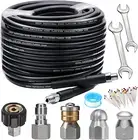 100Ft Sewer Jetter Kit for Pressure Washer 5800PSI Drain Cleaner Hose 1/4in NPT