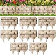 Landical 8 Pcs Retaining Wall Block Faux Stone Edging for Landscaping, 17 x 13 Inch Garden Border Landscape Edging Blocks Garden Plastic Fence for Mulch Flower Bed Patio Lawn Path Walkway