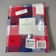 Checkered Stardom Tablecloth R, W, & B Plaid & Stars Fabric 70”x104” Americana